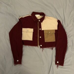 Color Block Cropped Shacket